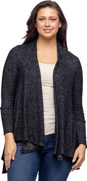 24seven Comfort Apparel Open Front Long Sleeve High Low Cozy Cardigan