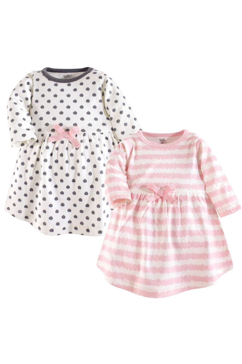 2Pk Long Sleeve Organic Dresses, Main, color, Pink Gray Scribble