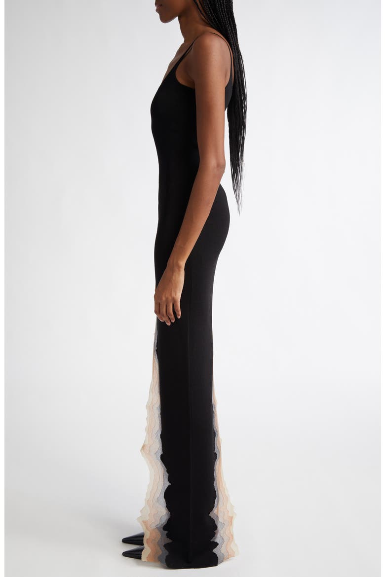 Flame Asymmetric Maxi Camisole Dress, Alternate, color, BLACK FLAME