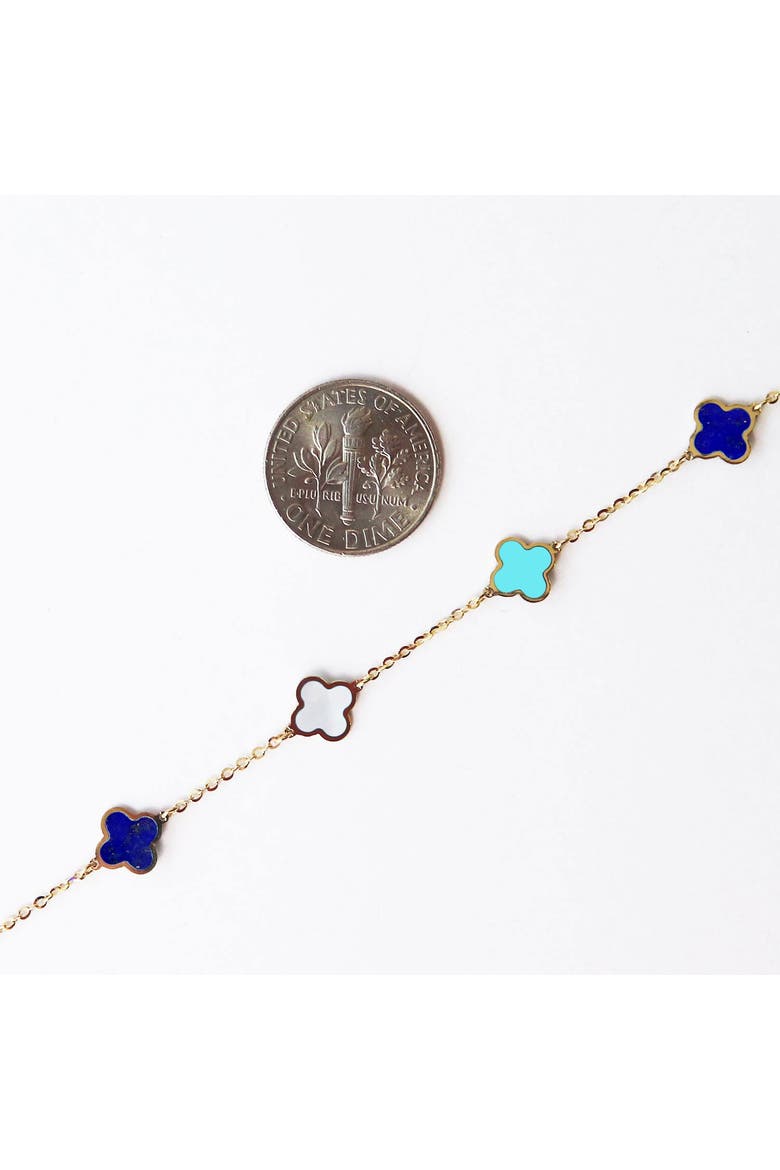 Mini Blue Mixed Clover Necklace, Alternate, color, Blue Mixed