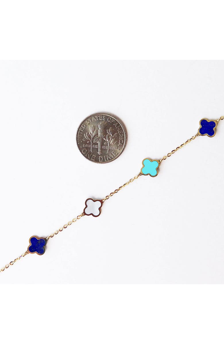 The Lovery Fine Jewelry Mini Blue Mixed Clover Necklace, Alternate, color, Blue Mixed