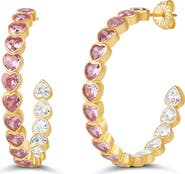 SHYMI Bezel Heart Inside Out Hoop Earrings