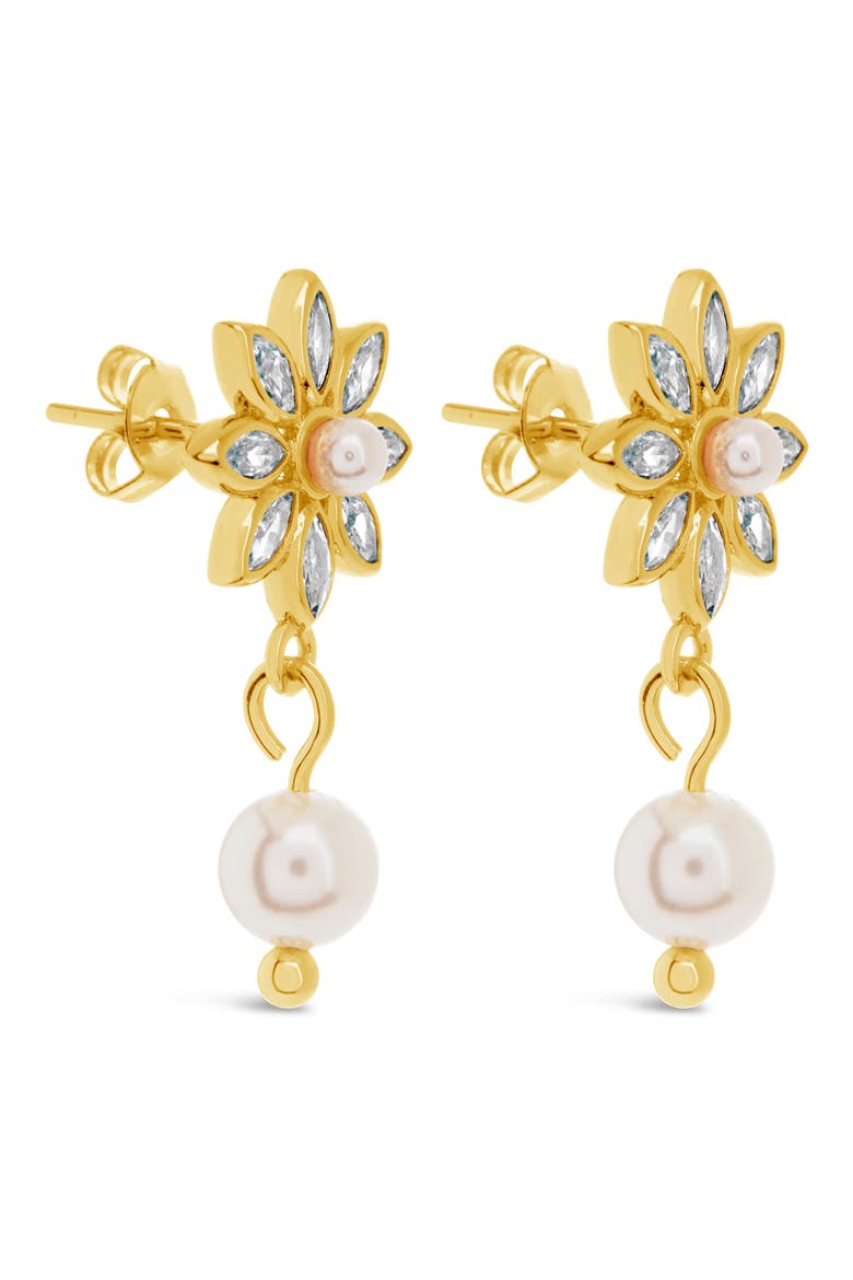 Esti Cubic Zirconia & Cultured Pearl Drop Earrings, Alternate, color, GOLD