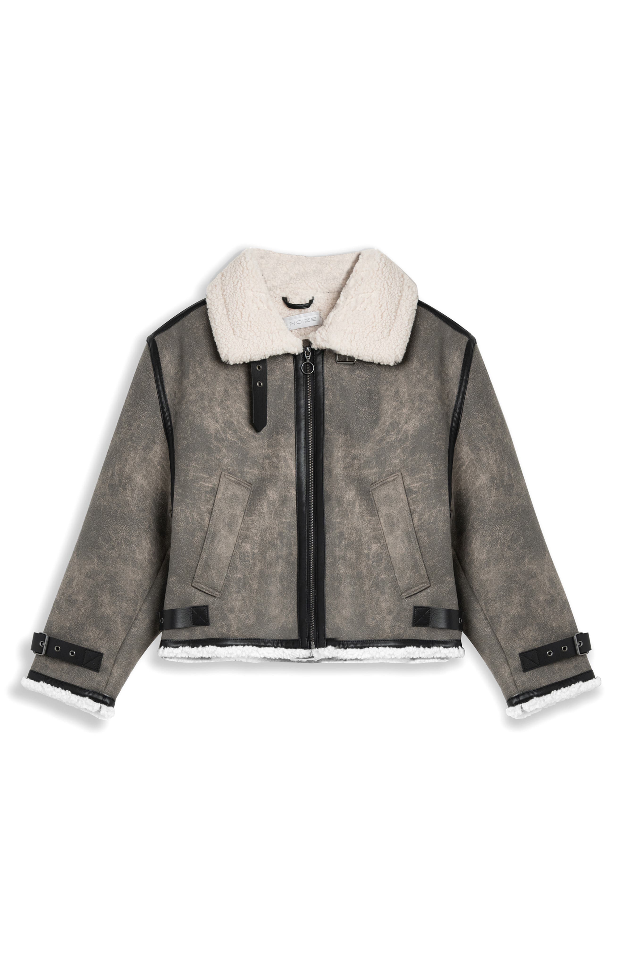 Noize Shawna Faux Shearling Lined Faux Leather Jacket