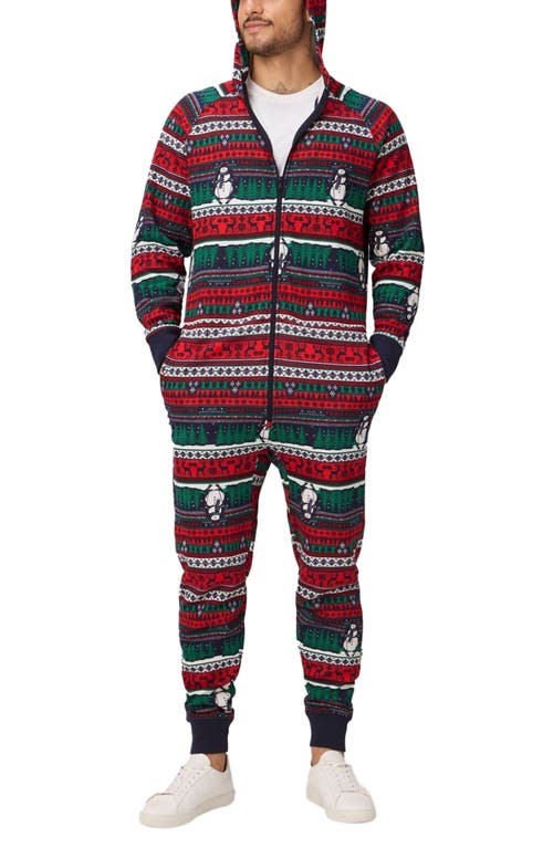 Fabletics The Go-to Fleece Hooded Jumpsuit In Red