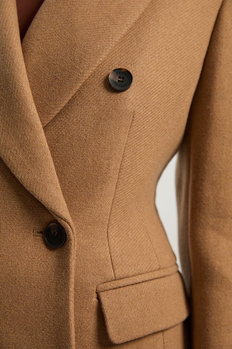 Wool Double Breasted Tailored Maxi Coat, Alternate, color, Camel