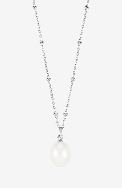 Timeless Adjustable 8mm Oval White Pearl Pendant