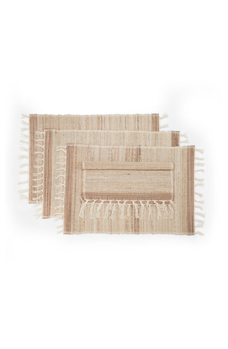 Sustainable Threads Gourmet Placemats - Set of 4, Main, color, Biscotti Fringed
