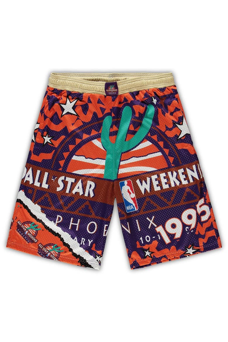 Men's Mitchell & Ness Purple/Orange NBA 1995 All-Star Game Hardwood Classics Big & Tall Jumbotron 2.0 Shorts, Main, color, Purple