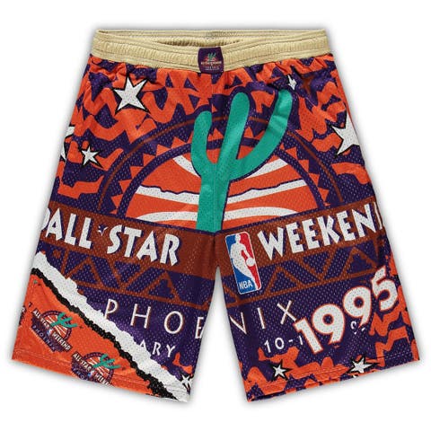 Men's Mitchell & Ness Purple/Orange NBA 1995 All-Star Game Hardwood Classics Big & Tall Jumbotron 2.0 Shorts