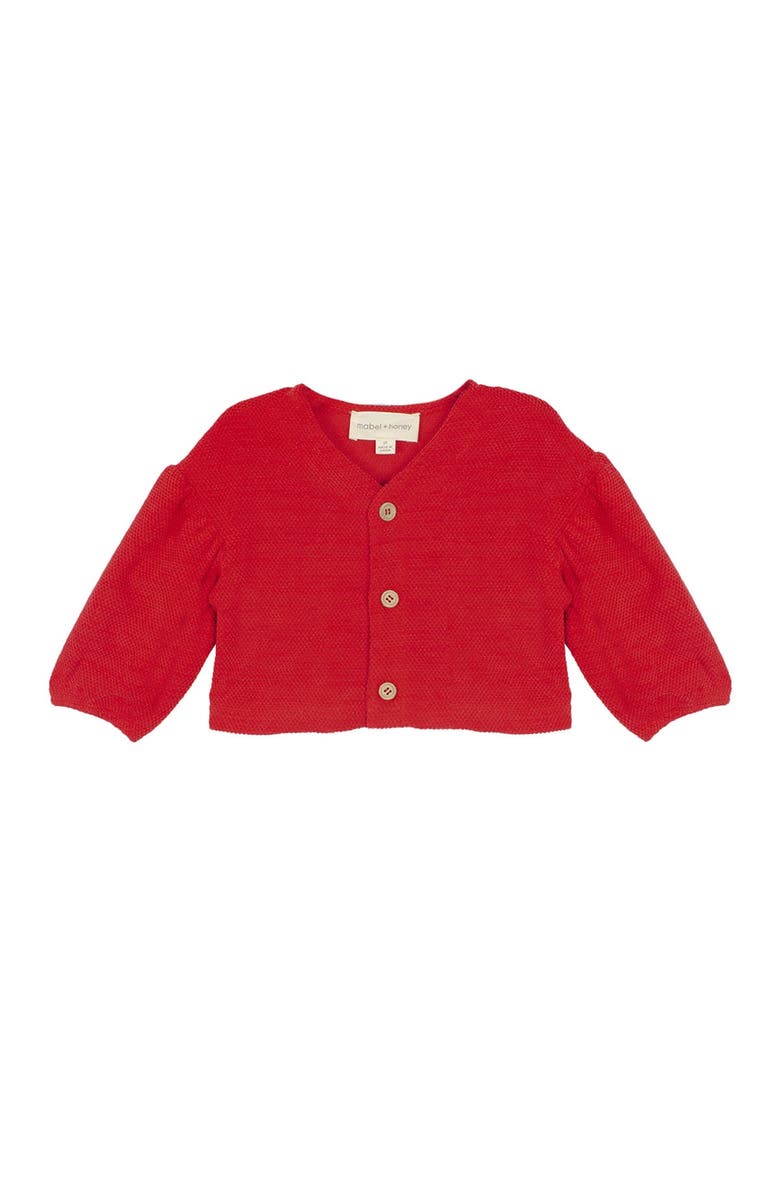 Mabel + Honey Mabel and Honey Holly Jacket - Toddler Girl Red Soft Textured Jacket., Main, color, Red