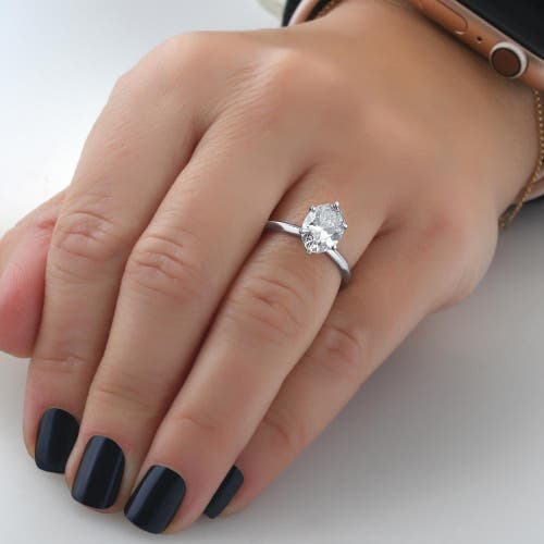 Bliss Diamond 2ct Platinum Oval Diamond 6-prong Solitaire Engagement Ring Lab Grown In Platinum