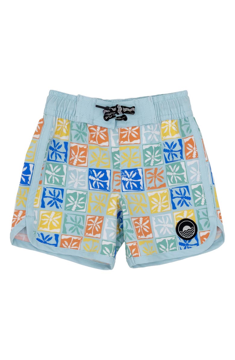 Feather 4 Arrow Palm Check Board Shorts, Main, color, 