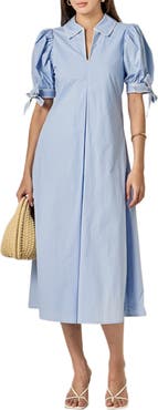 English Factory Contrast Stitch A-Line Midi Dress