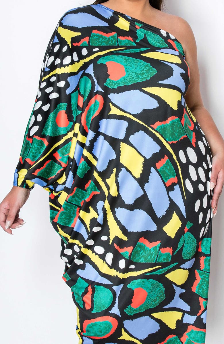 L I V D Charm One-Shoulder Midi Dress, Alternate, color, Blue