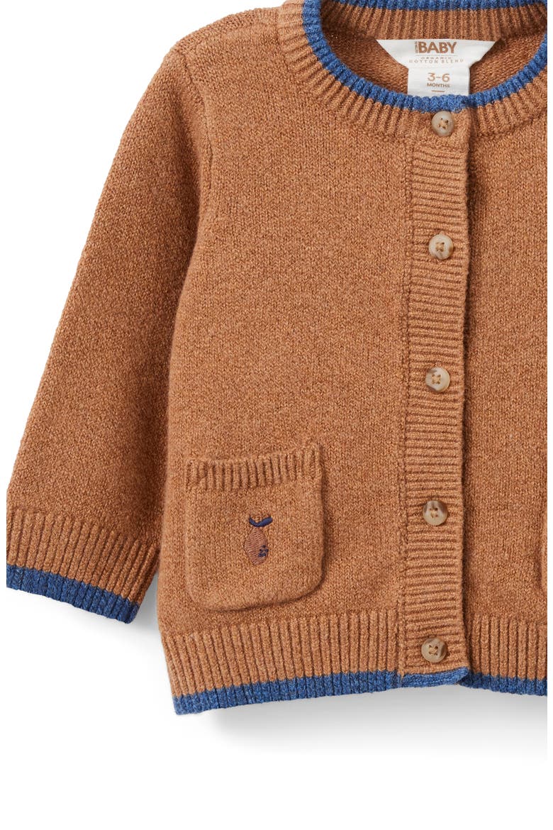 Baby Organic Blend Knit Cardigan, Alternate, color, Fudge Marle
