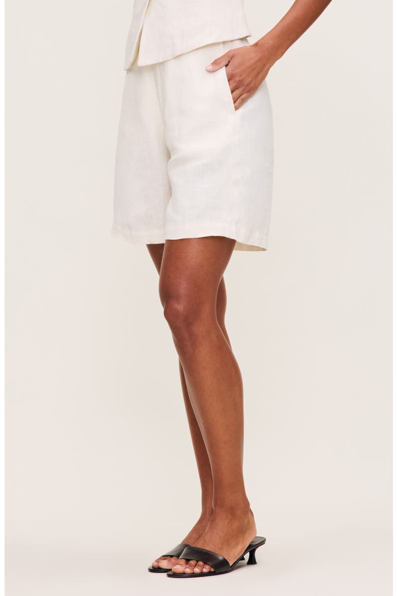 Taylor High Waist Mid Thigh Linen Trouser Shorts, Alternate, color, FLAX LINEN