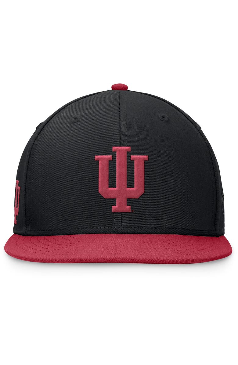 TOP OF THE WORLD Men's Top of the World Black/Crimson Indiana Hoosiers Rally Two-Tone Fitted Hat, Alternate, color, Black