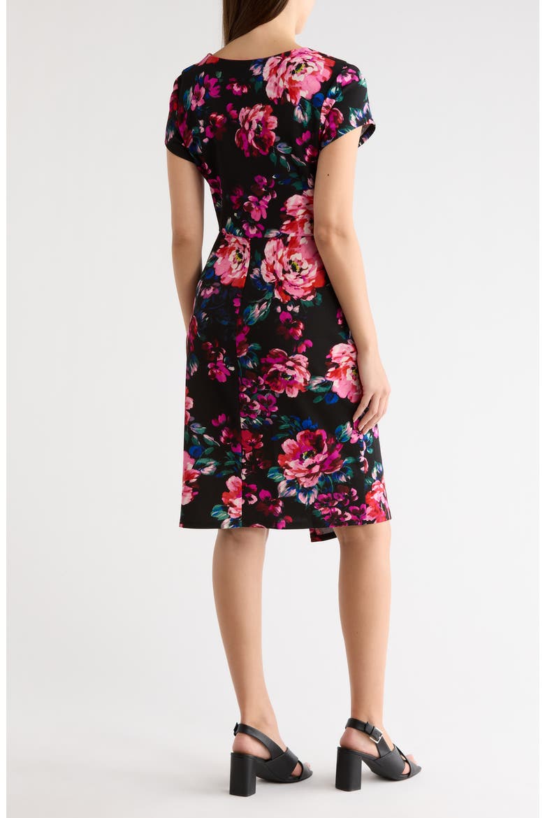Crepe Twist Waist Dress, Alternate, color, BLACK