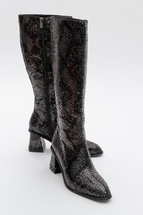 Elly Pattern Block Heel Boot