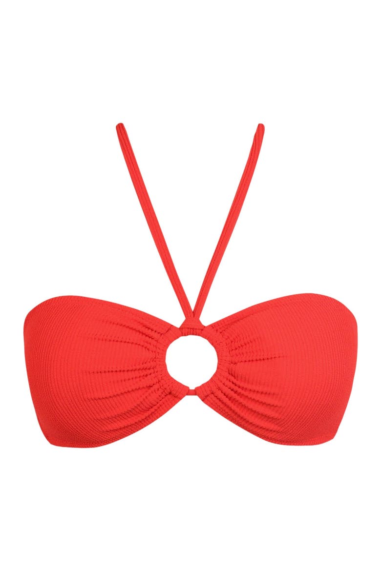 Nina Bandeau Bikini Swimsuit Top, Alternate, color, Red Hot Rib