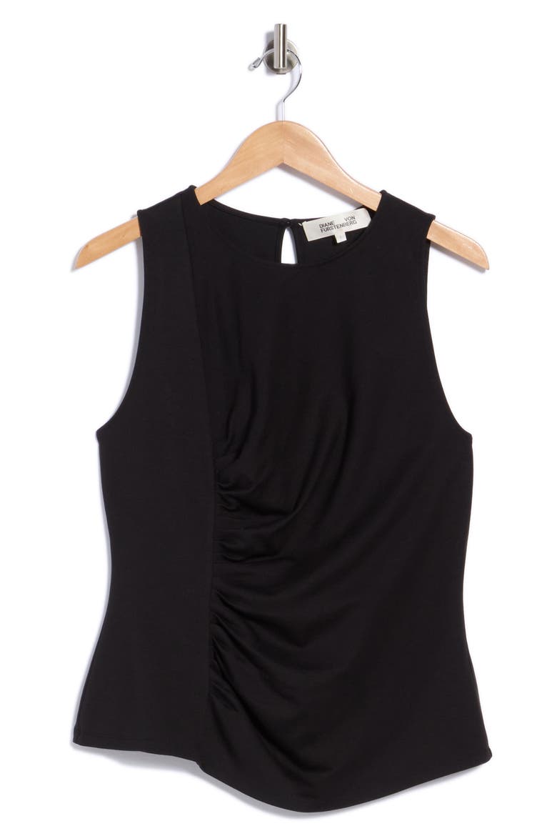 Poseidon Sleeveless Ruched Top, Main, color, BLACK