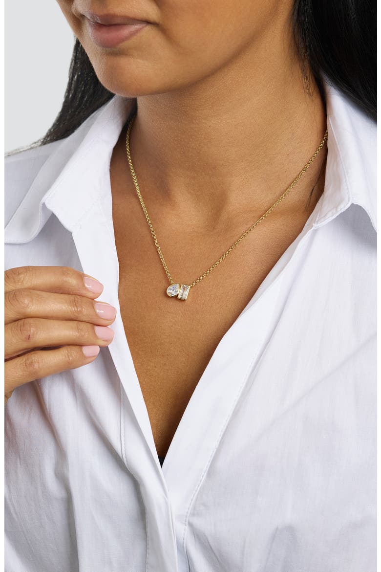 Duo Crystal Pendant Necklace, Alternate, color, GOLD