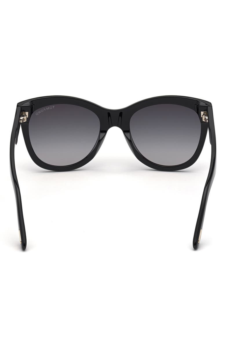 TOM FORD Wallace 54mm Gradient Cat Eye Sunglasses, Alternate, color, Shiny Black / Gradient Smoke