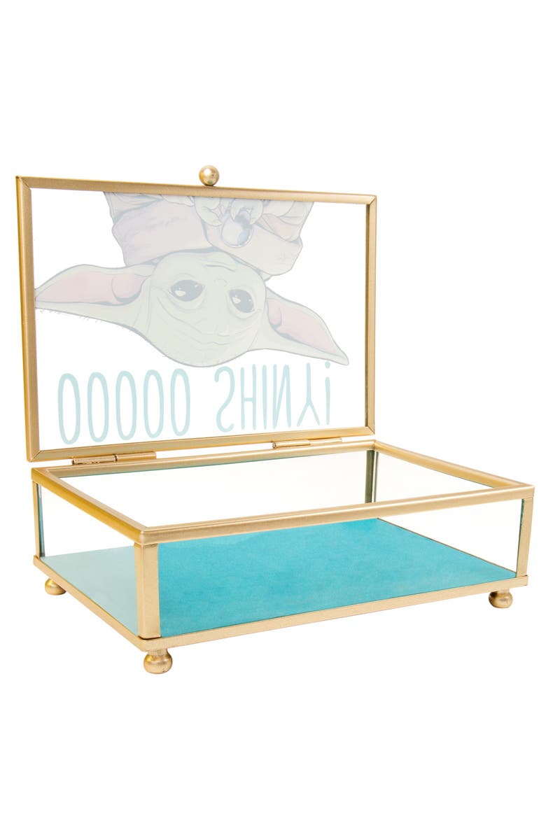 Star Wars The Mandalorian Grogu OOOOO SHINY! Gold Trim Glass Jewelry Box, Alternate, color, Multi