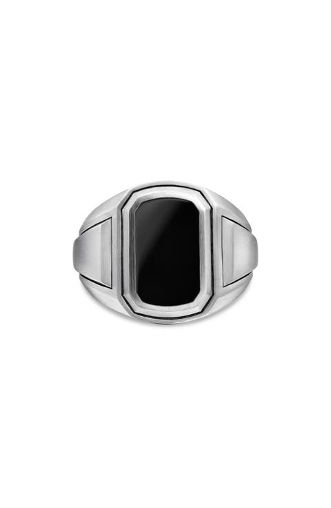 Deco Signet Ring with Black Onyx