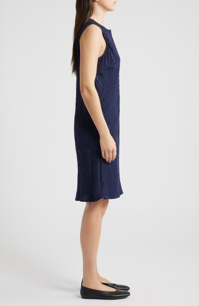 Eileen Fisher Jewel Neck Silk Dress, Alternate, color, Ink
