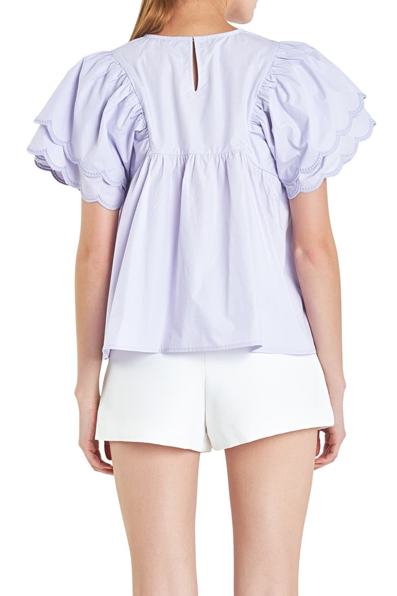 Scallop Ruffle Cotton Babydoll Top, Alternate, color, LAVENDER