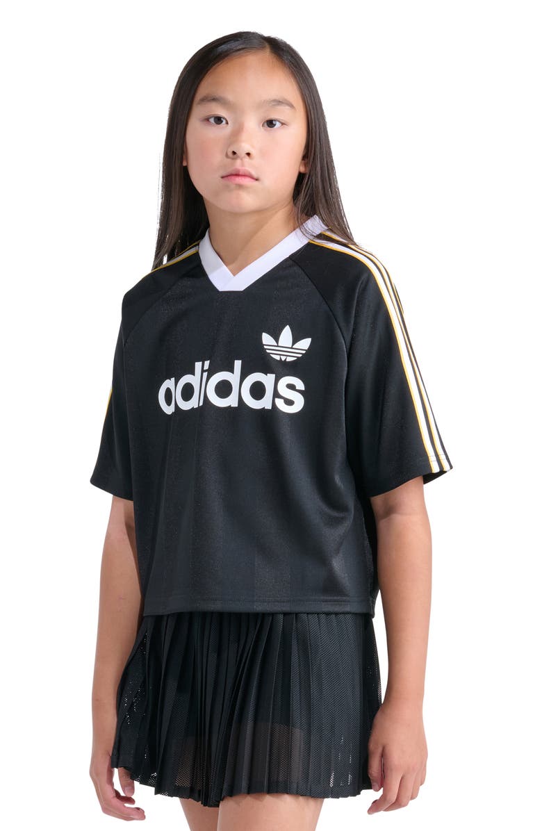 adidas Kids' Archive Recycled Polyester Crop Jersey, Alternate, color, Black