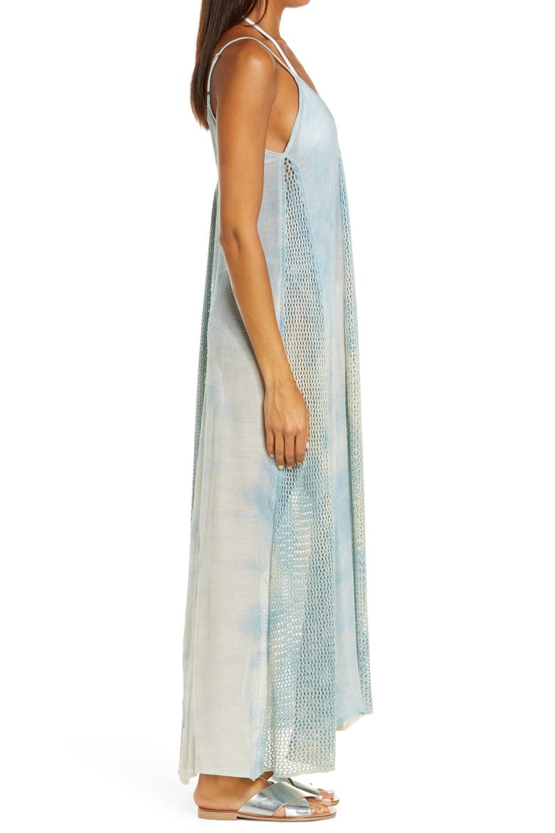 Crochet Godet Cover-Up Maxi Dress, Alternate, color, BLUE TD