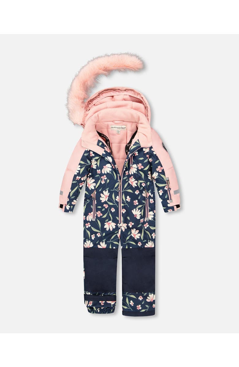 Deux par Deux One-Piece Play Snowsuit Flower, Alternate, color, Navy