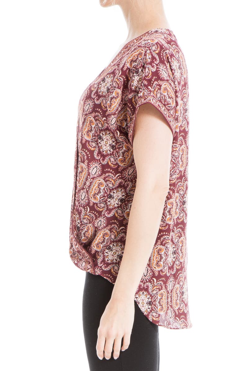 MAX STUDIO Patterned Surplice Crepe Blouse, Alternate, color, Wine Floral