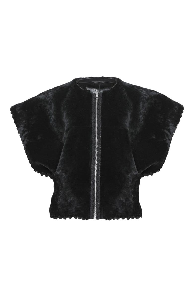 GORSKI Reversible Collarless Genuine Shearling Jacket, Alternate, color, Black/Black