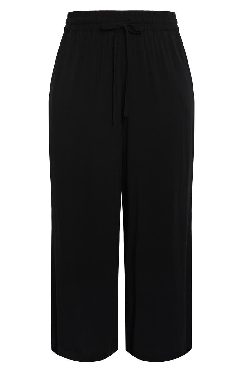 City Chic Nova Wide Leg Drawstring Ankle Pants, Alternate, color, Black