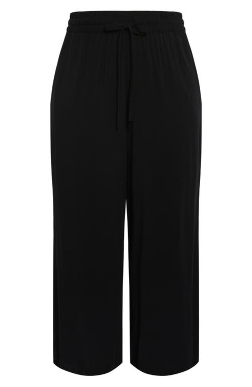 City Chic Nova Wide Leg Drawstring Ankle Pants In Black