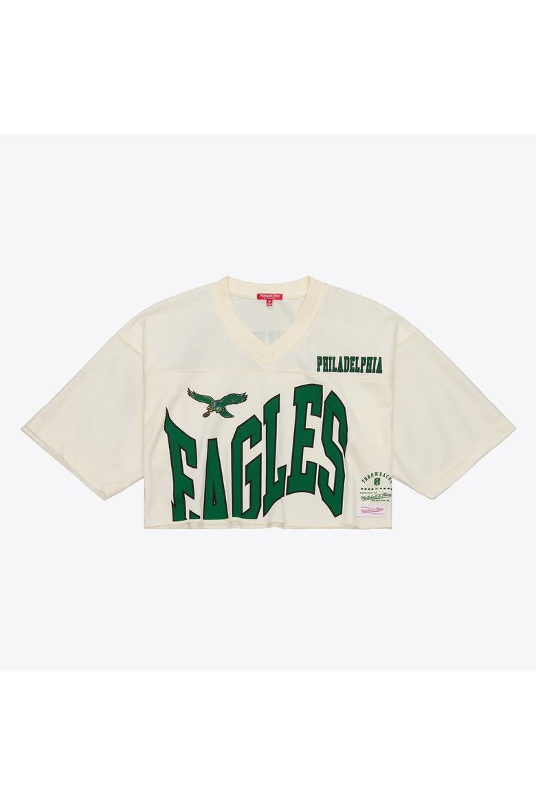 Women's Mitchell & Ness Brian Dawkins Cream Philadelphia Eagles Retired Player Cropped Fashion Jersey, Alternate, color, Cream