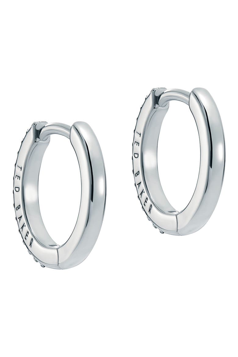 Heplie Pavé Hoop Earrings, Alternate, color, SILVER TONE/ CLEAR CRYSTAL