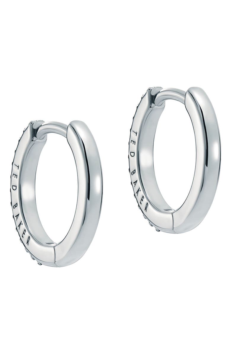 Ted Baker Heplie Pavé Hoop Earrings, Alternate, color, Silver Tone/ Clear Crystal