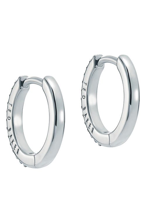 Ted Baker Heplie Pavé Hoop Earrings In Silver Tone/clear Crystal