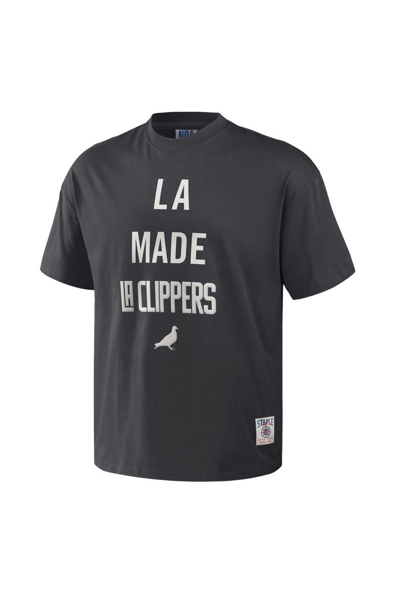 Men's NBA x Staple Anthracite LA Clippers Heavyweight Oversized T-Shirt, Alternate, color, Anthracite