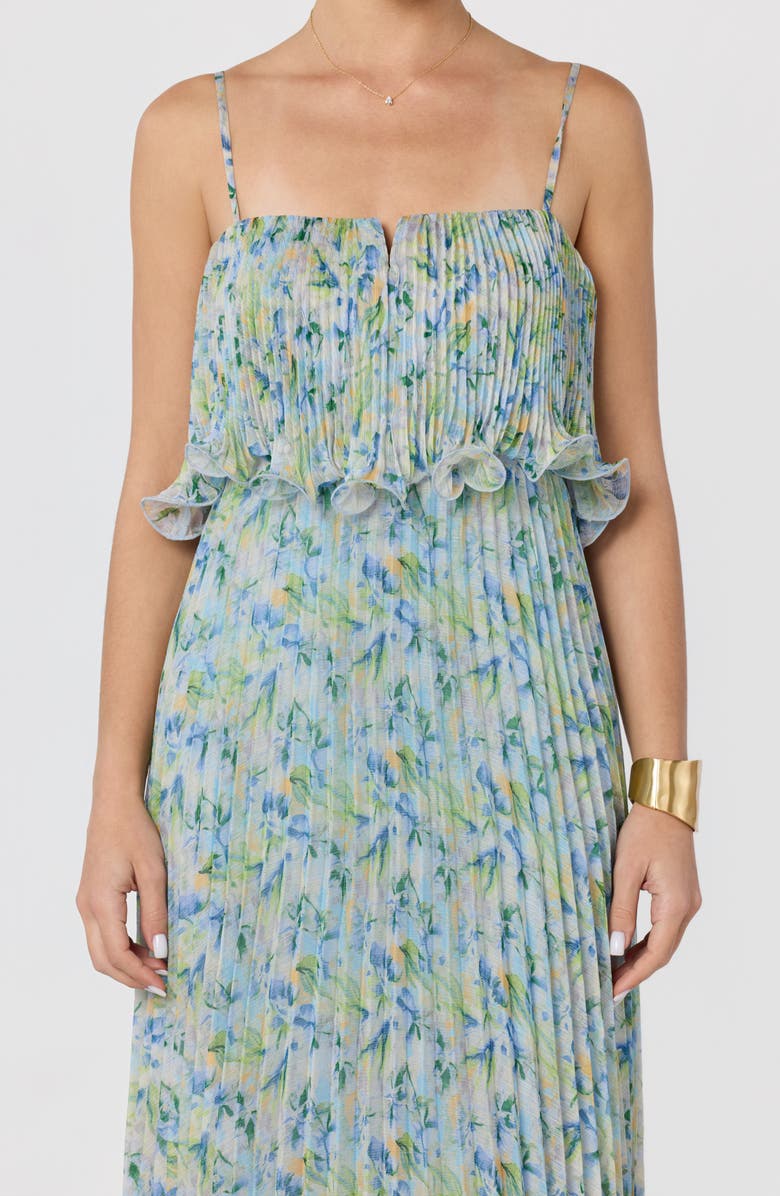 ASTR the Label Makennah Floral Plissé Maxi Dress, Alternate, color, Blue Green Floral