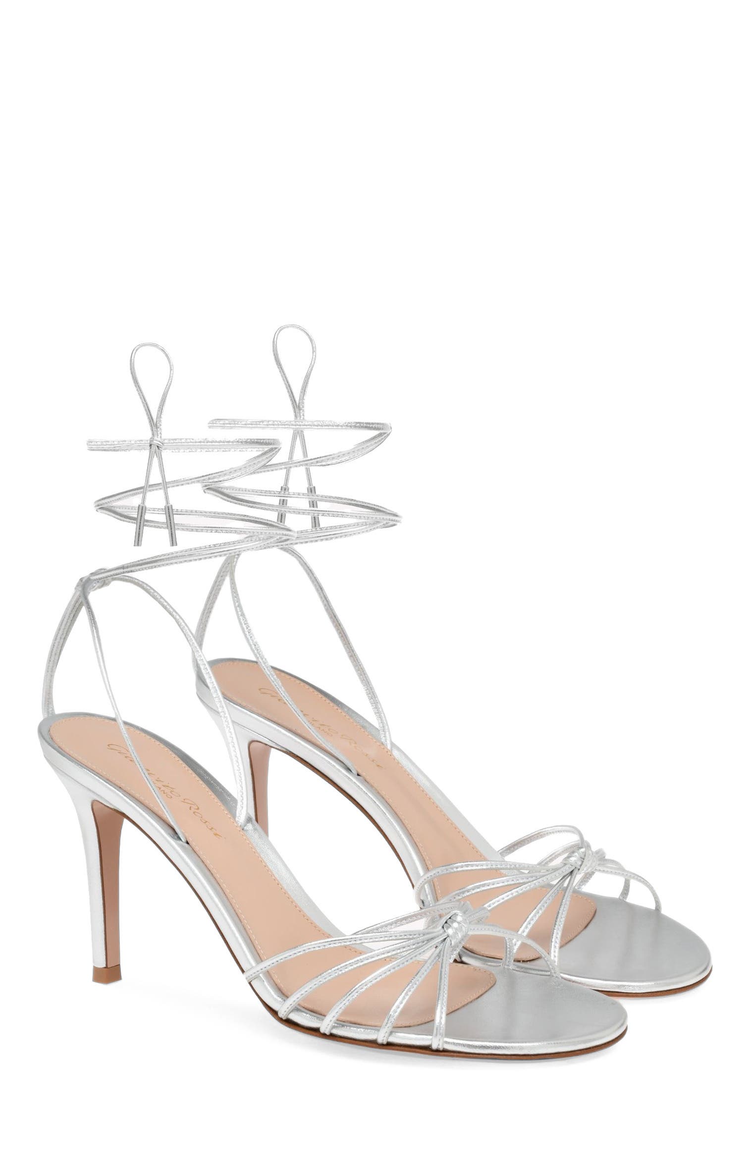 Gwyneth 85 Sandal, Alternate, color, Metallic Silver Nappa
