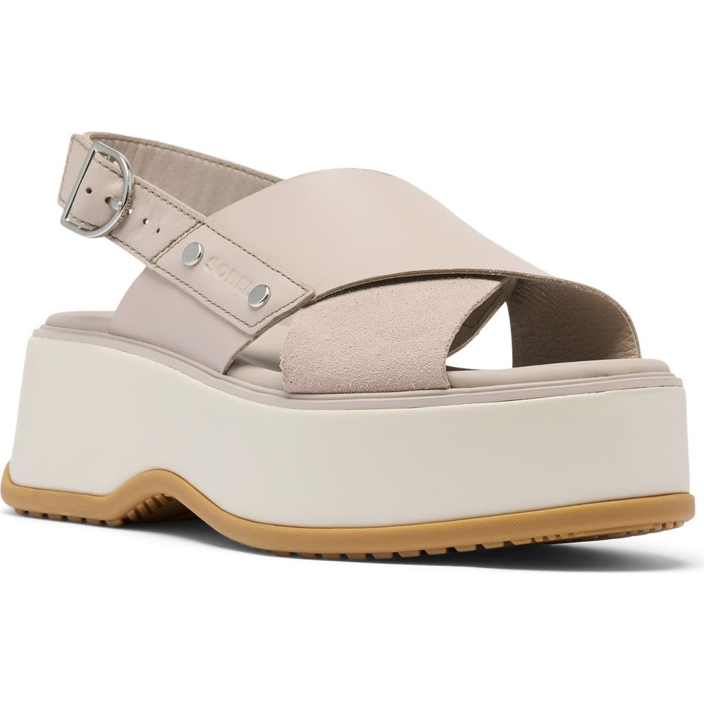 Sorel Dayspring Crisscross Sandal In Crushed Clay/chalk