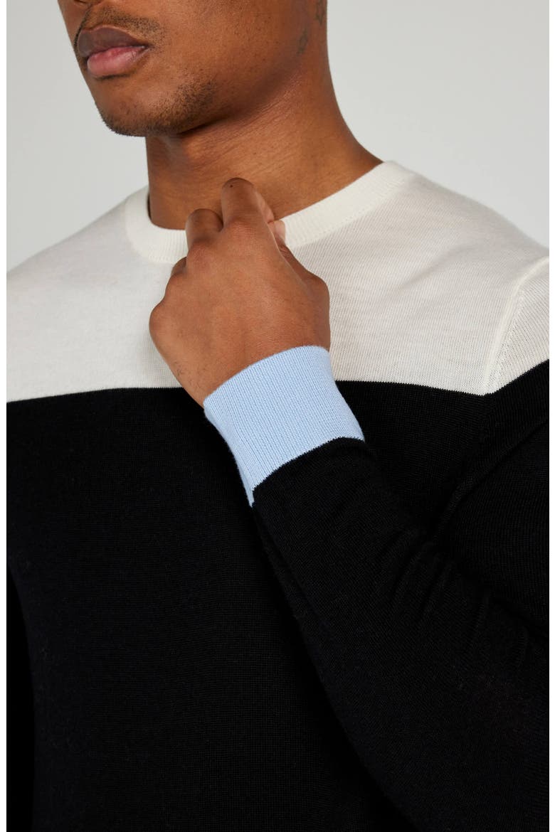 Boynton Colorblock Merino Wool Crewneck Sweater, Alternate, color, TUXEDO