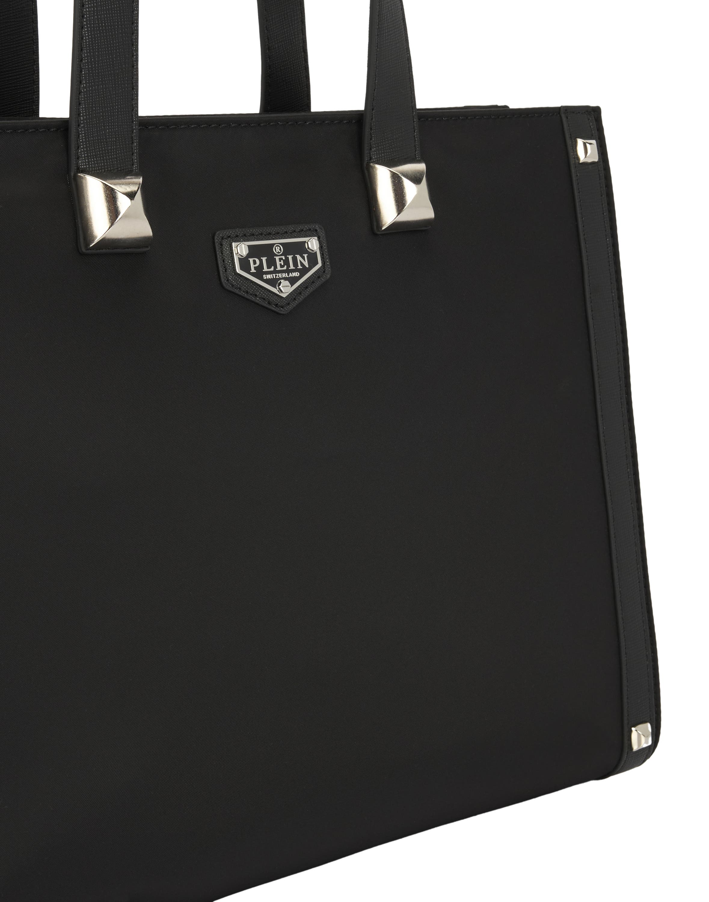 Nylon Tote Bag Studs Women, Alternate, color, black