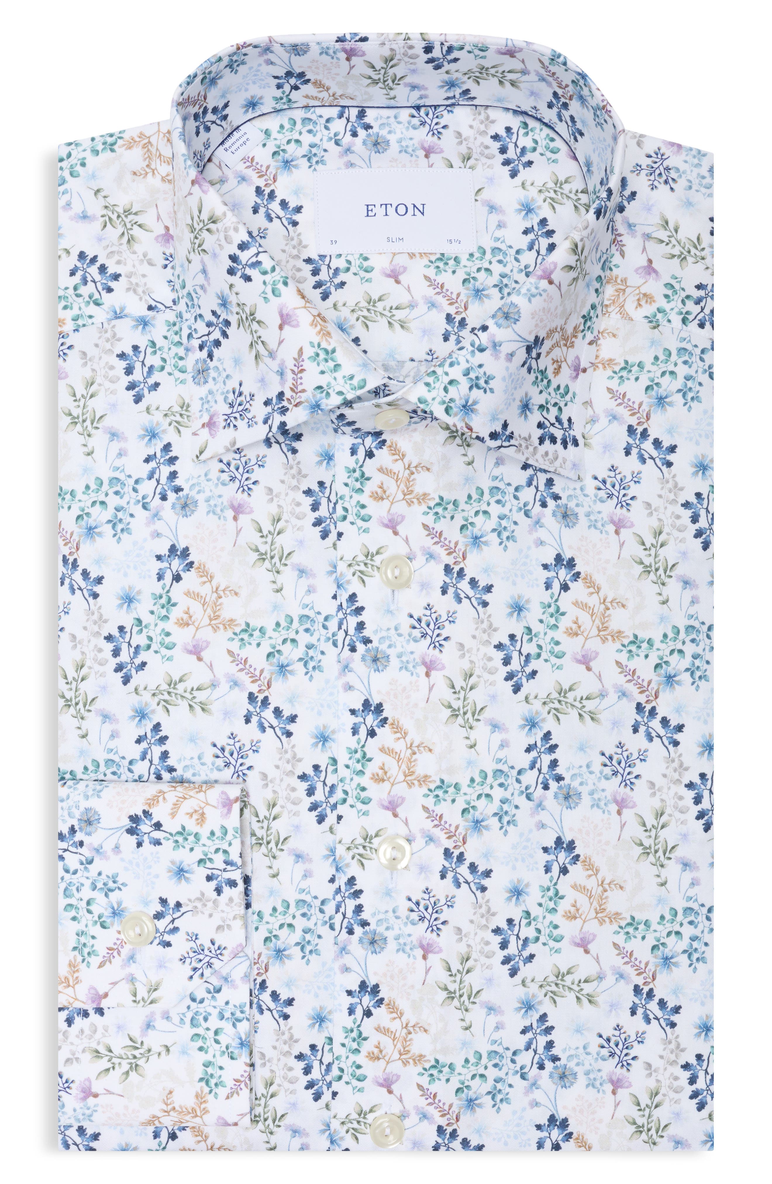 Slim Fit Floral Cotton Twill Shirt